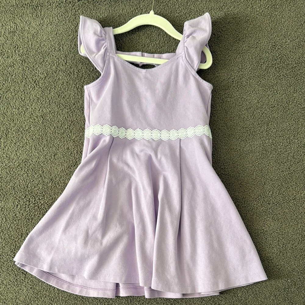 Lavender Dress with White Lace Detail